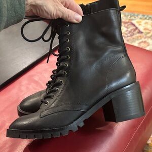 Crown Vintage Black Lace-Up and Zip Ankle Boots